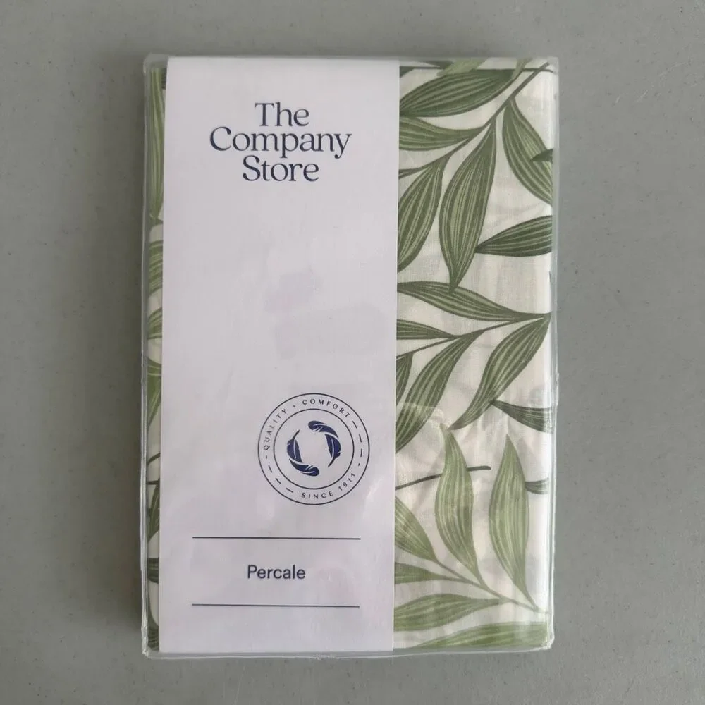 The Company Store Tulum Leaf Sham NWT Moss Green 100% Cotton Percale - Standard